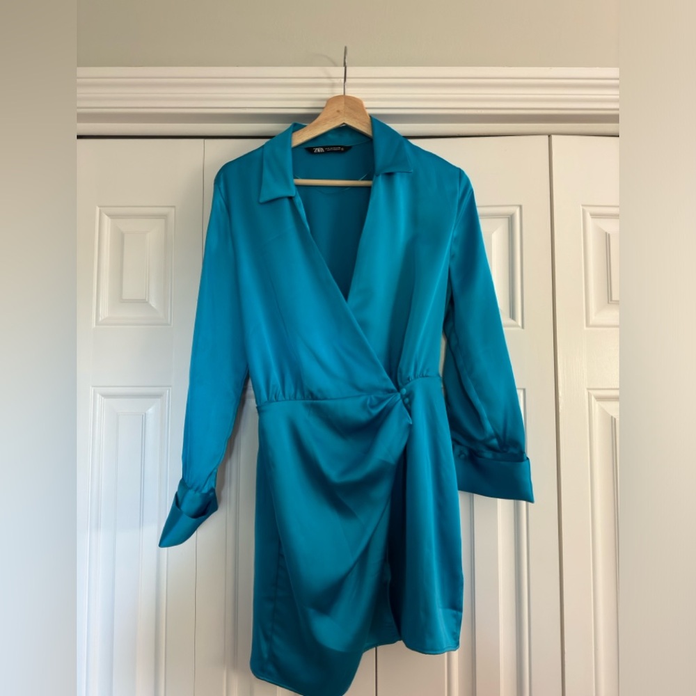 NEW never worn Satin Blue Wrap Dress
